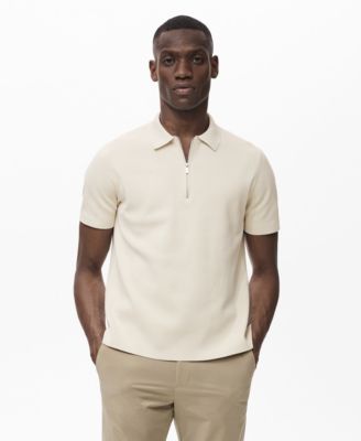 MANGO - Men's Coolmax Zipper Fine-Knit Polo Shirt