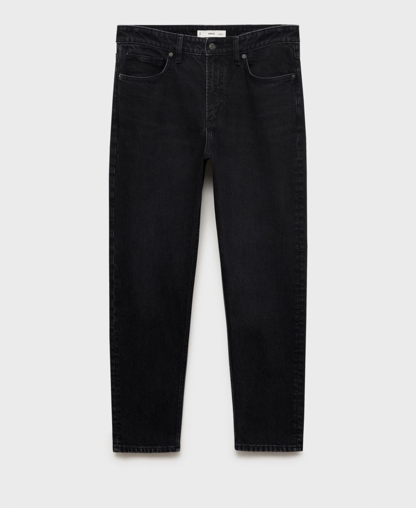 Мужские джинсы MANGO Ben Tapered Fit, цвет: Чёрный джинсовый — фото 7