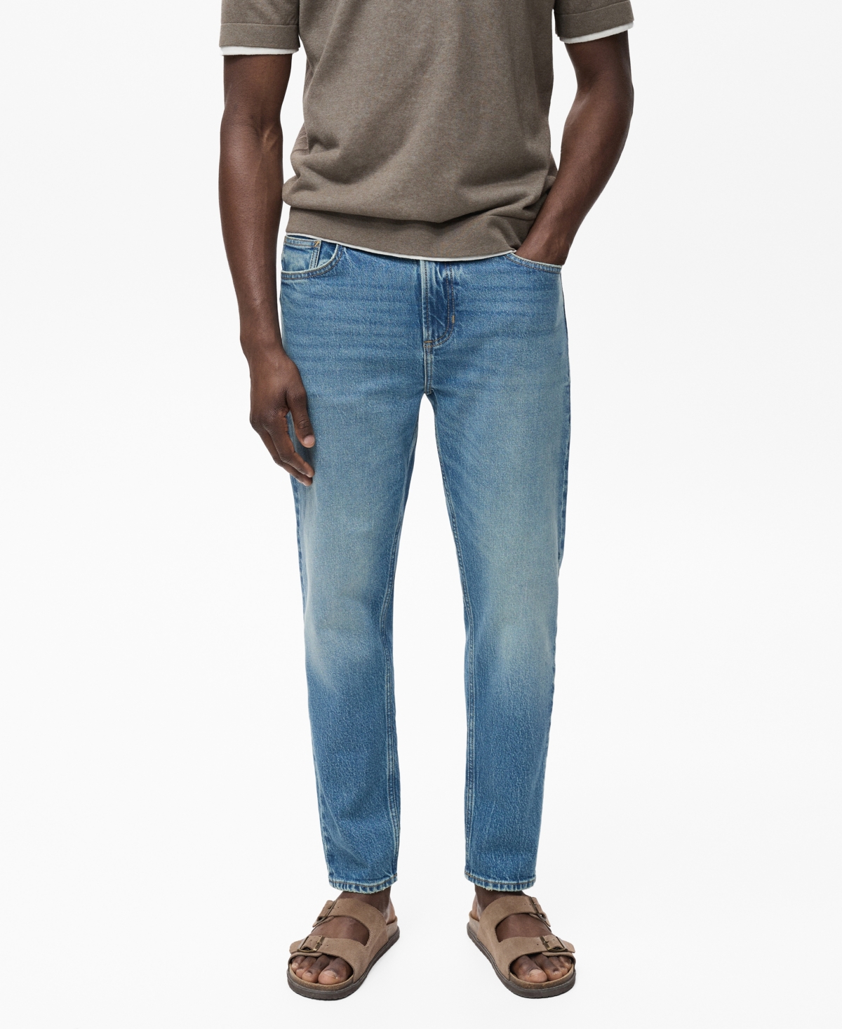 Mango Jan Slim Fit Jeans In Blue