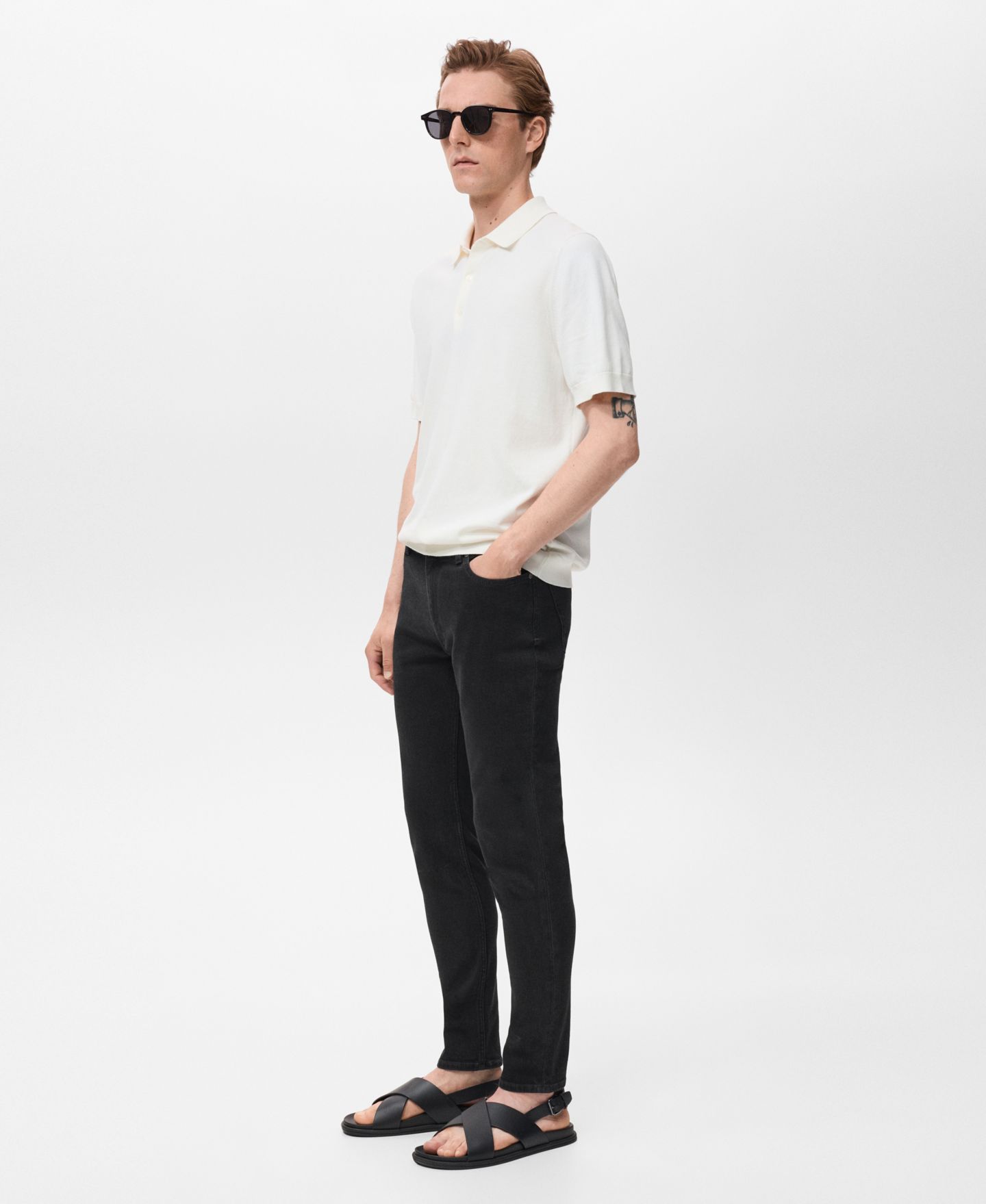 Мужские джинсы MANGO Jude Skinny-Fit, цвет: Чёрный джинсовый — фото 5