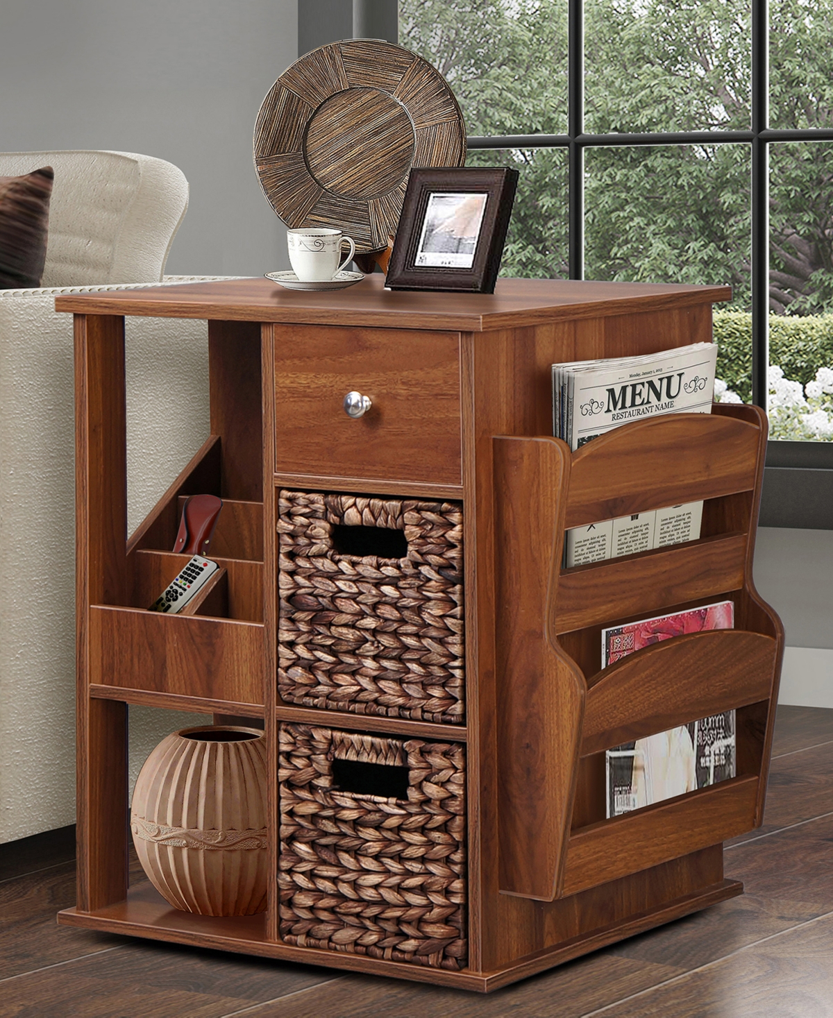 Gallerie Decor 24" Manufactured Wood Revolving Side Table