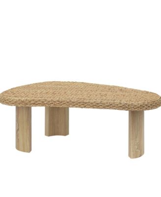 48.5" Water Hyacinth Woven Top Coffee Table