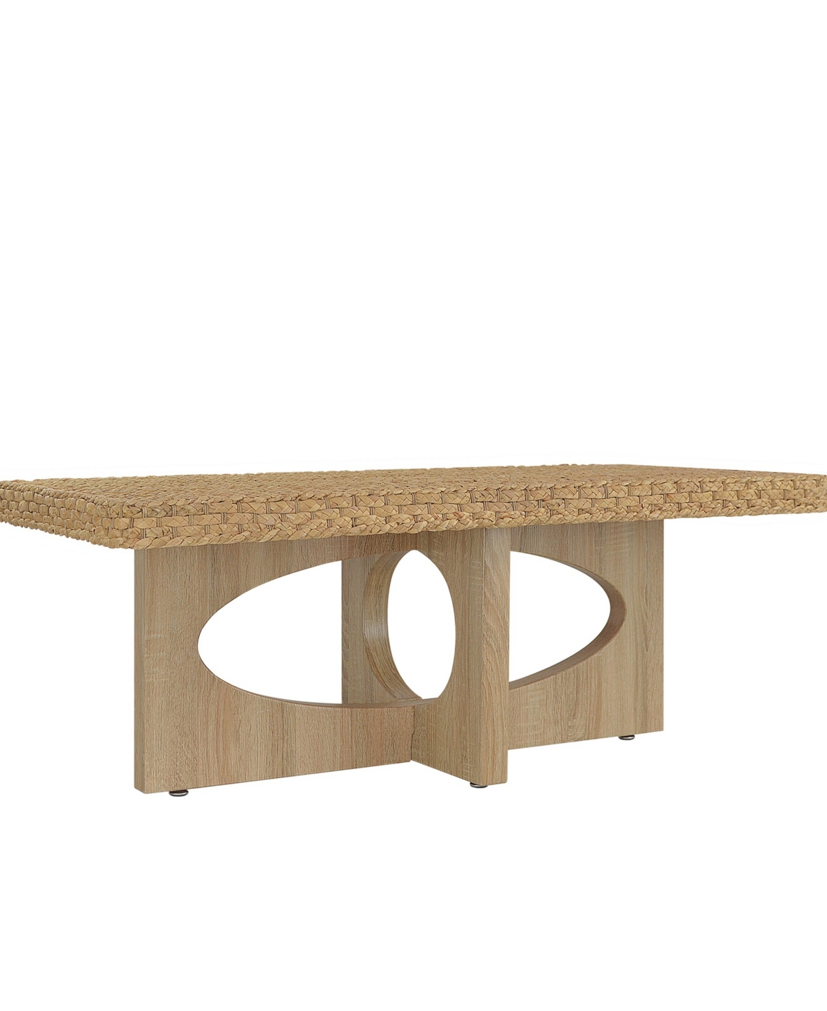 Gallerie Decor 46" Water Hyacinth Woven Top Rectangle Coffee Table