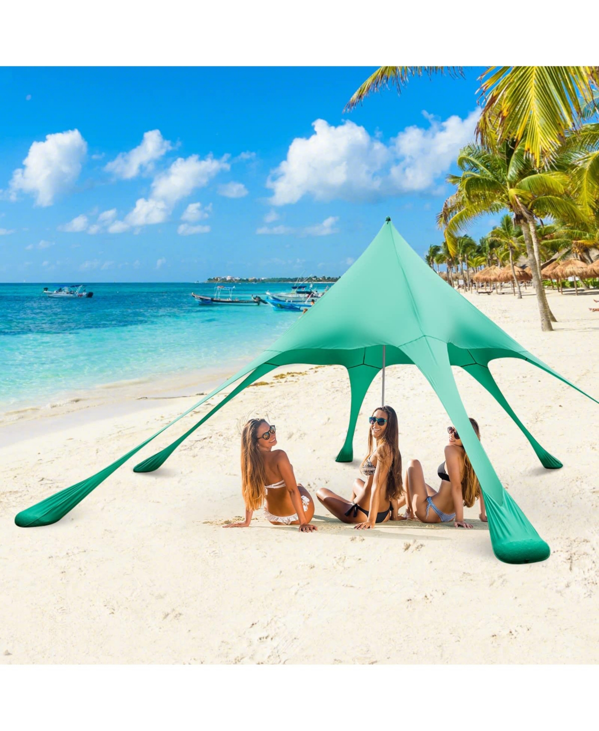 20 x 20 Feet Beach Canopy Tent with UPF50+ Sun Protection and Shovel - Green