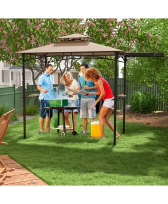 10.5 x 5 FT Grill Gazebo with Side Awning and Double-Tiered Top