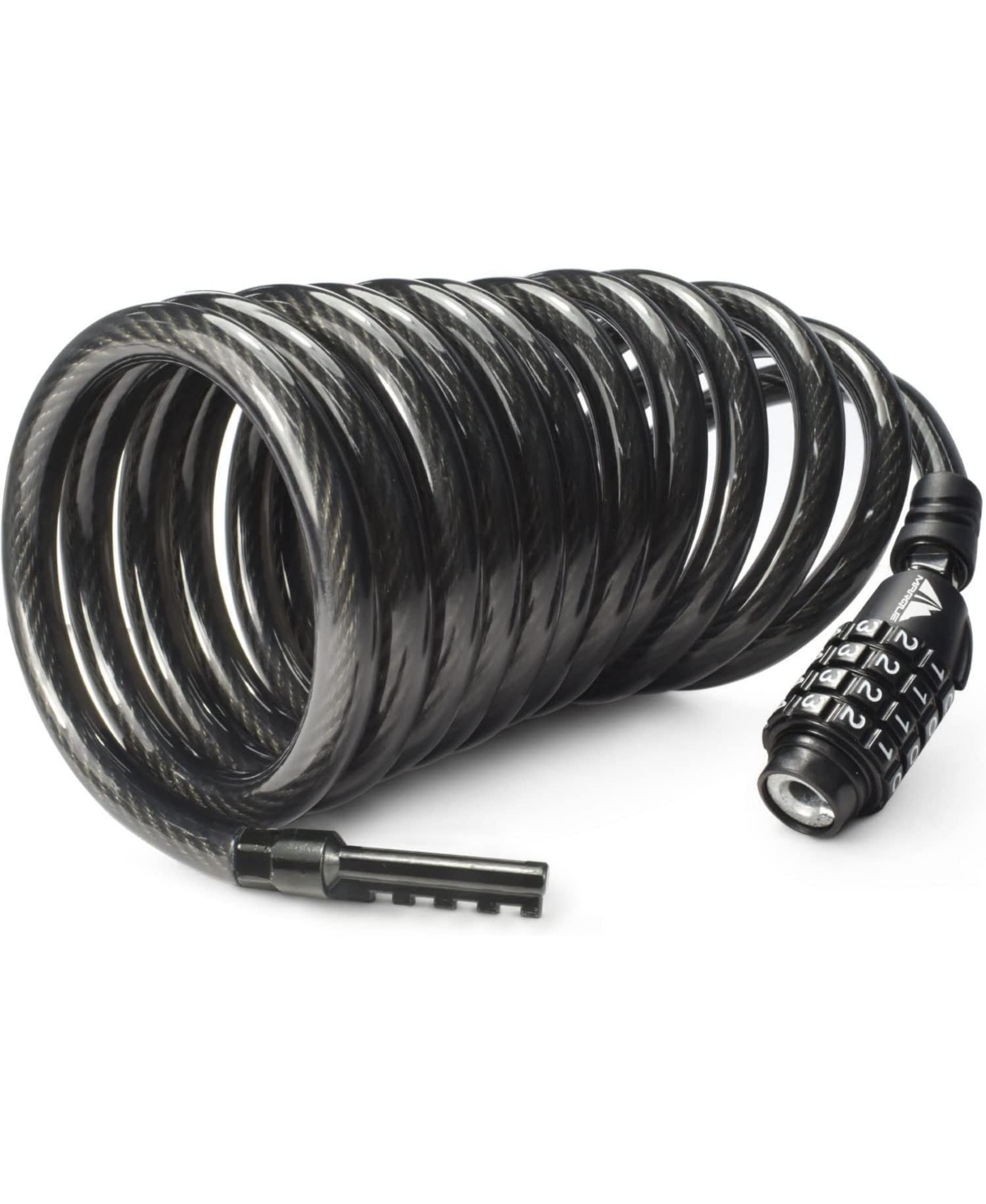 Combination Bike Lock Cable - 3/8 inch (5FT, 10FT, 15FT, 25FT) Resettable Combination Lock, Anti-Theft Coiled Security Cable for Bicycles, Kayaks, Pad