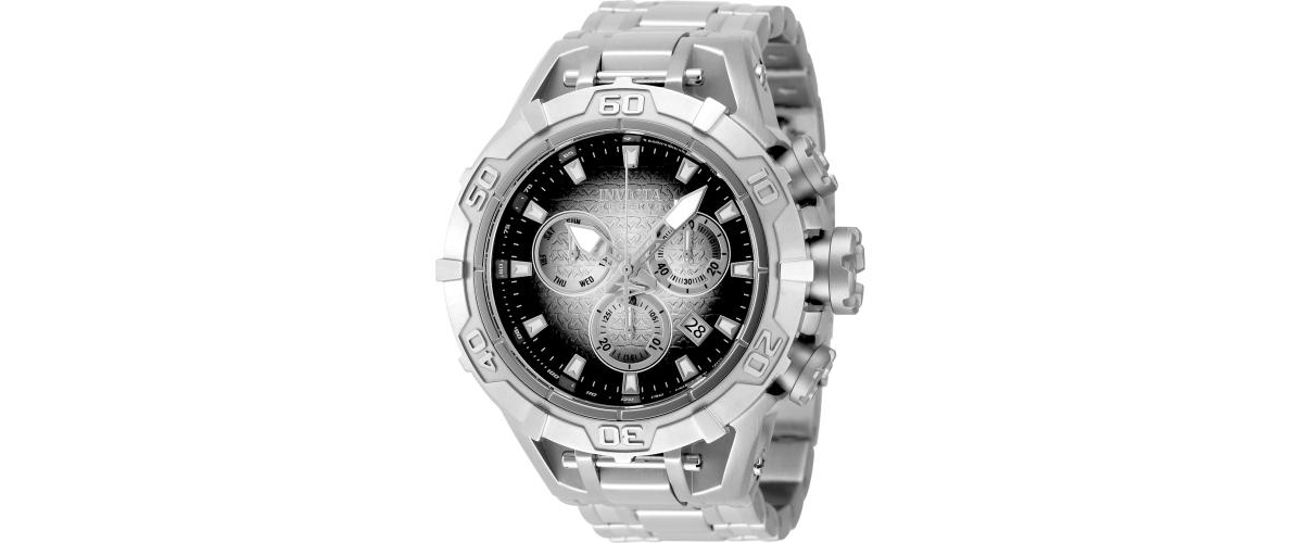 Men's 47847 Reserve Quartz Chronograph Black, Silver Dial Watch - Silver