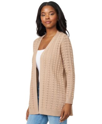 Women's Pointelle Open-Front Cardigan 
