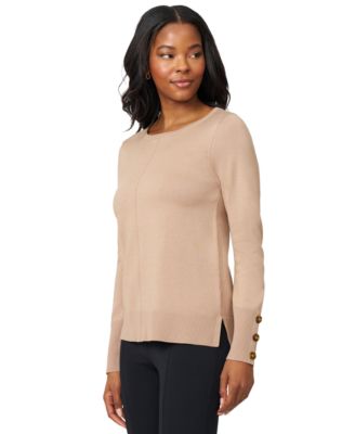 Women's Button-Cuff Lightweight Tunic Sweater