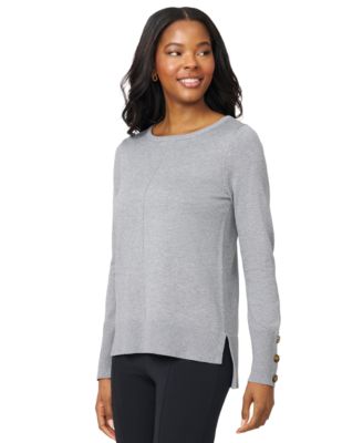 Women's Button-Cuff Lightweight Tunic Sweater
