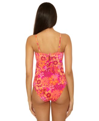 Becca Womens Copacabana Bandeau Tankini Top High Waist Bottoms In Multi