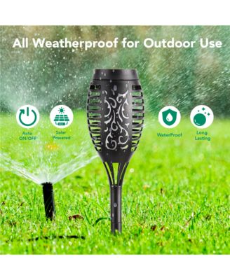 8-Pack Waterproof Flame Solar Torch Light