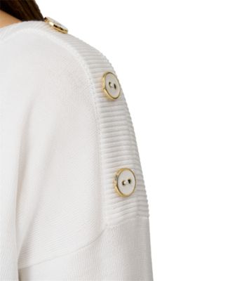 Women's Boat-Neck Button-Shoulder Sweater