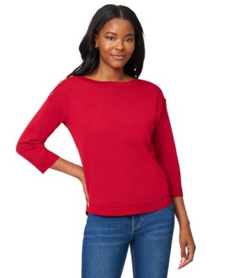Women's Boat-Neck Button-Shoulder Sweater