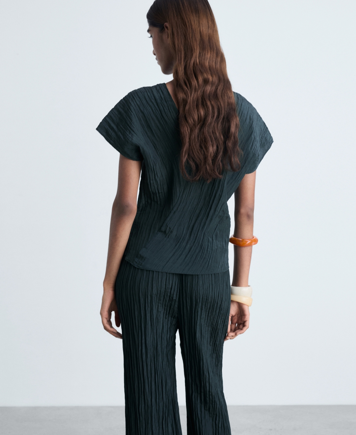 Mango Wrinkled Effect V-neck Top