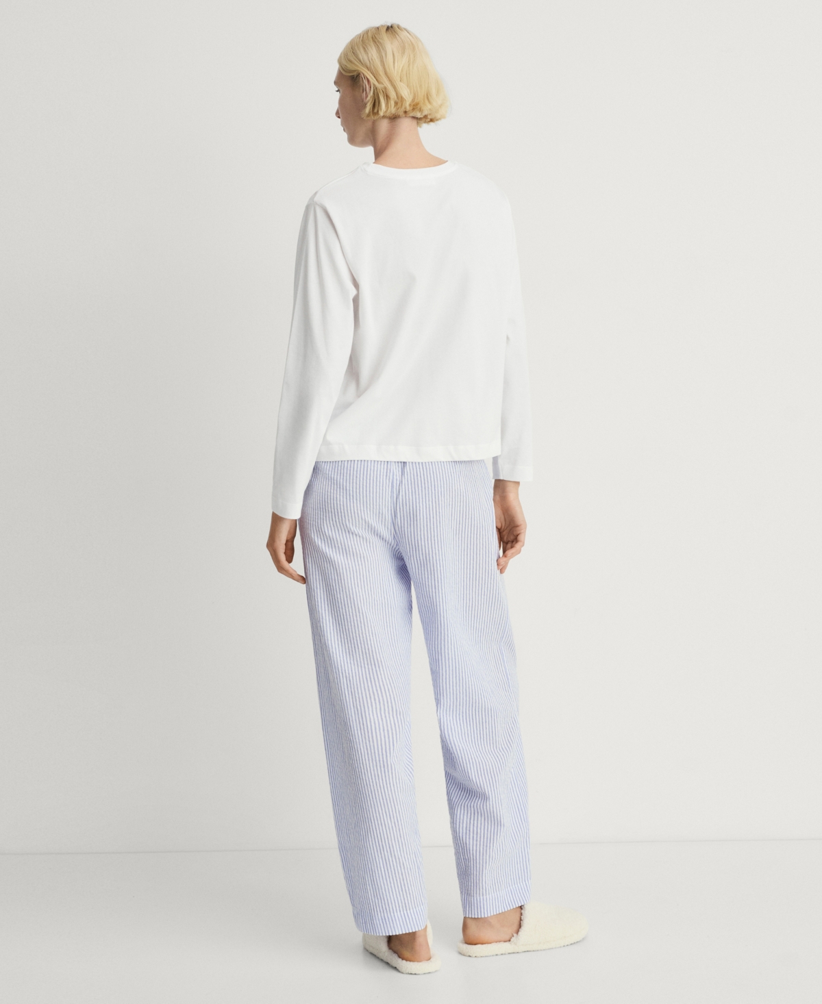 Mango Women's 2-piece Seersucker Striped Pajamas In White
