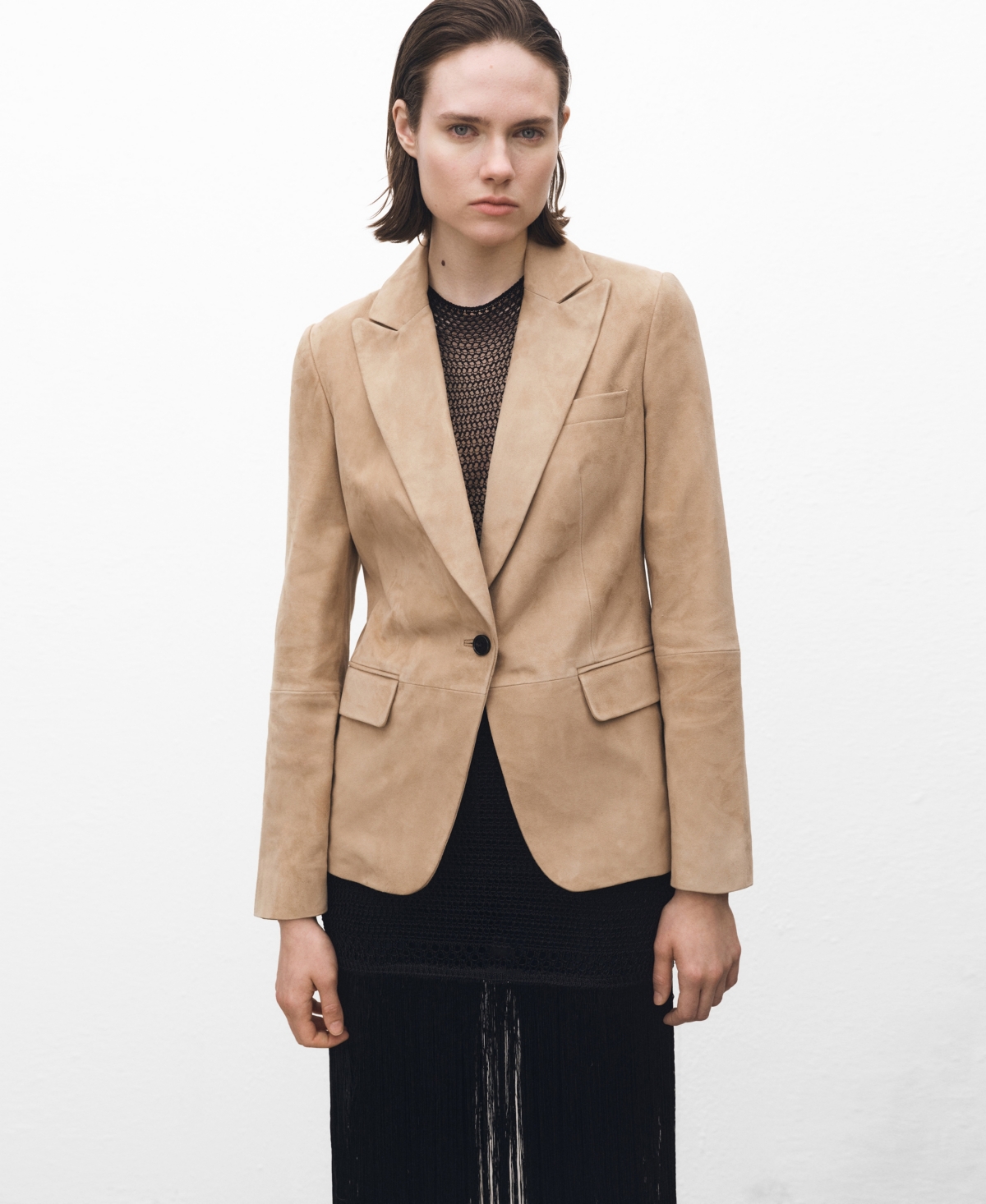 Women's Fitted Suede Jacket - Medium Brown