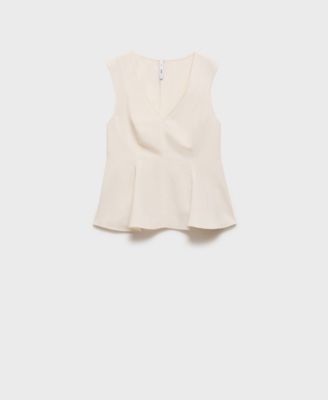 MANGO - Women's Linen-Blend Peplum Top