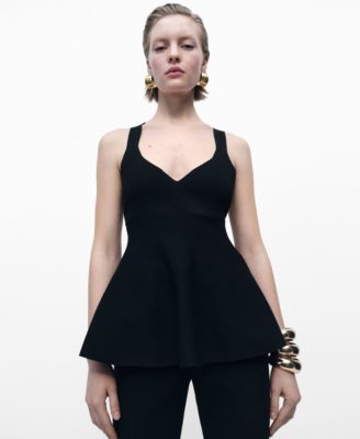 MANGO - Women's Fine-Knit Peplum Top