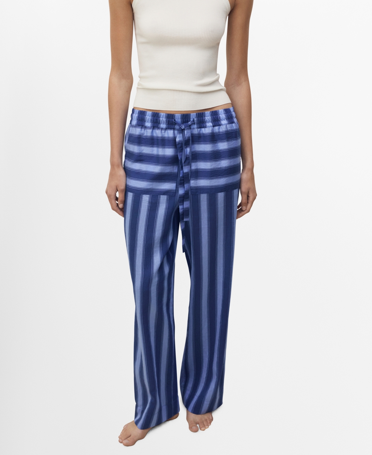 Women's Two-Tone Striped Lyocell Woven Pants - Blue
