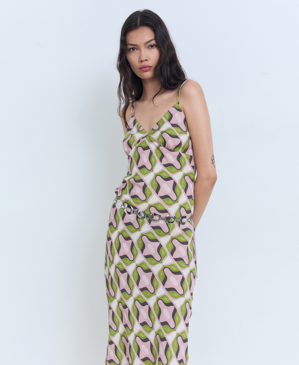 Mango Women's Abstract Printed Midi Dress In Multi