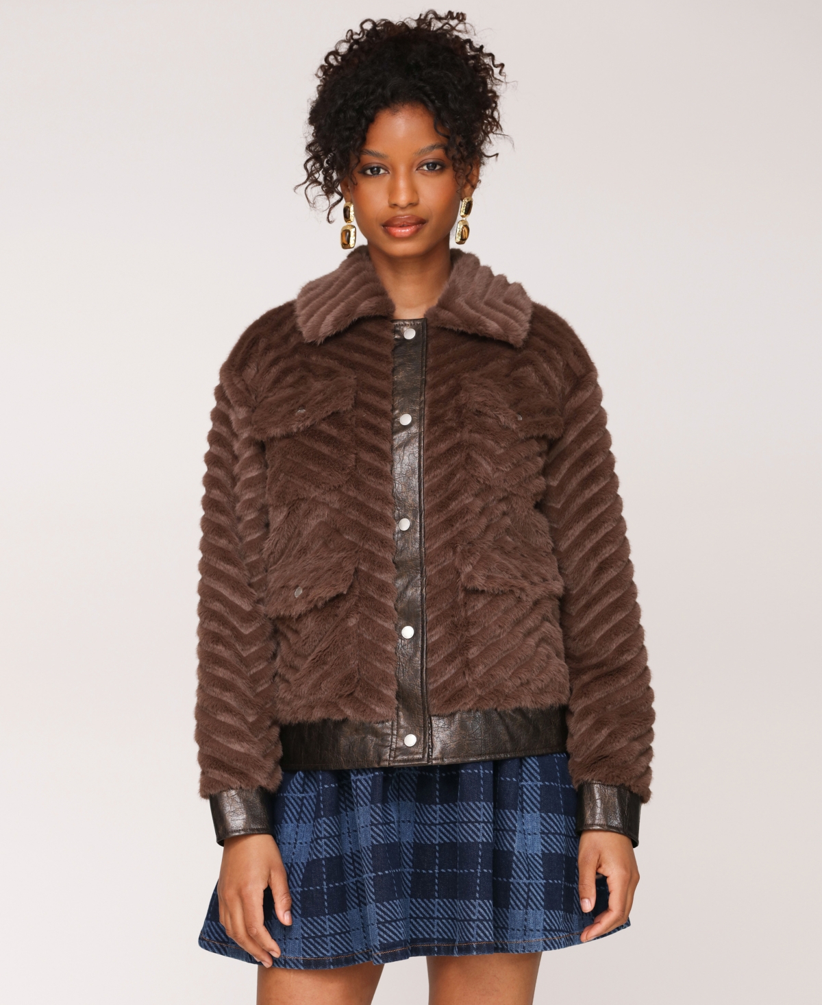Avec Les Filles Women's Faux-fur Bomber Jacket In Brown