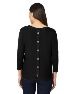 Women's Boatneck Button-Back Dolman-Sleeve Sweater