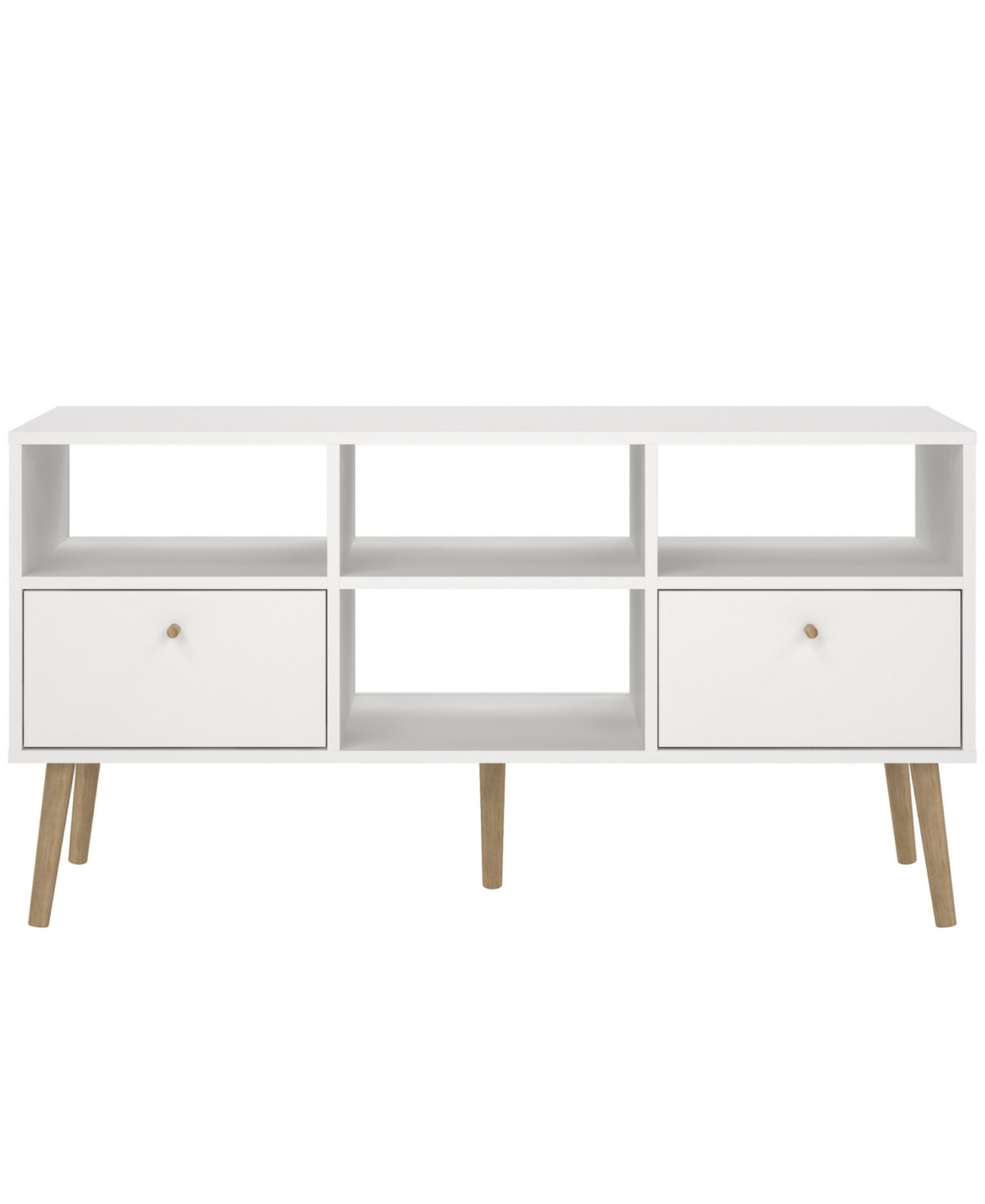Tvilum 23.94" Wood 2 Drawer And 4 Shelf Tv Stand In White