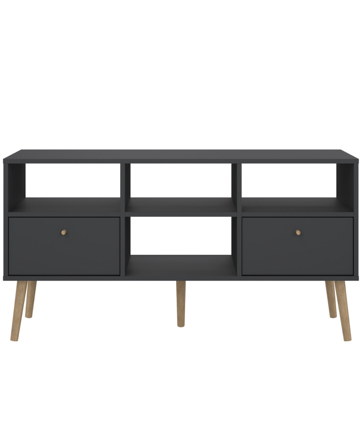 Tvilum 23.94" Wood 2 Drawer And 4 Shelf Tv Stand In Gray