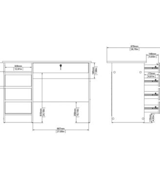 43.03" Wide 4 Storage Drawer Home Office Writing Desk