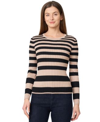 Melissa Paige - Women's Striped Ribbed Crewneck Sweater