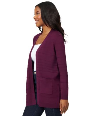 Women's Ribbed Open-Front Long Cardigan