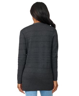 Women's Ribbed Open-Front Long Cardigan