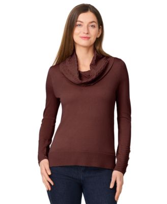 Melissa Paige - Women's Chevron-Trimmed Cowl-Neck Sweater