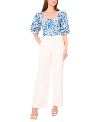 Women's The Lona Printed Blouson-Sleeve Blouse