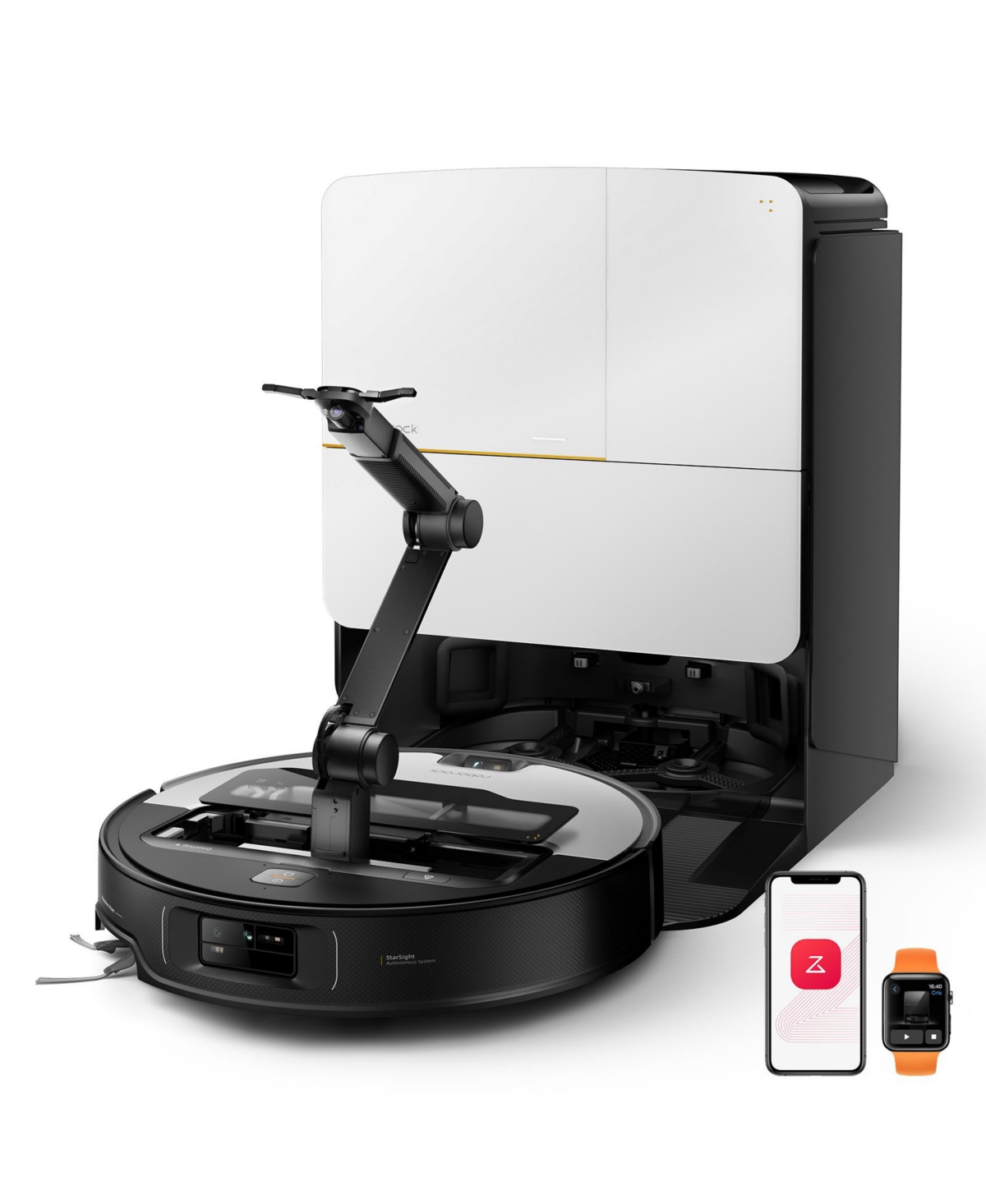 - Saros Z70 Robot Vacuum & Mop, OmniGrip Arm, 22,000Pa Suction, 3.14&#x22; Ultra Slim, Obstacle Avoidance, AdaptiLift Chassis - Silver