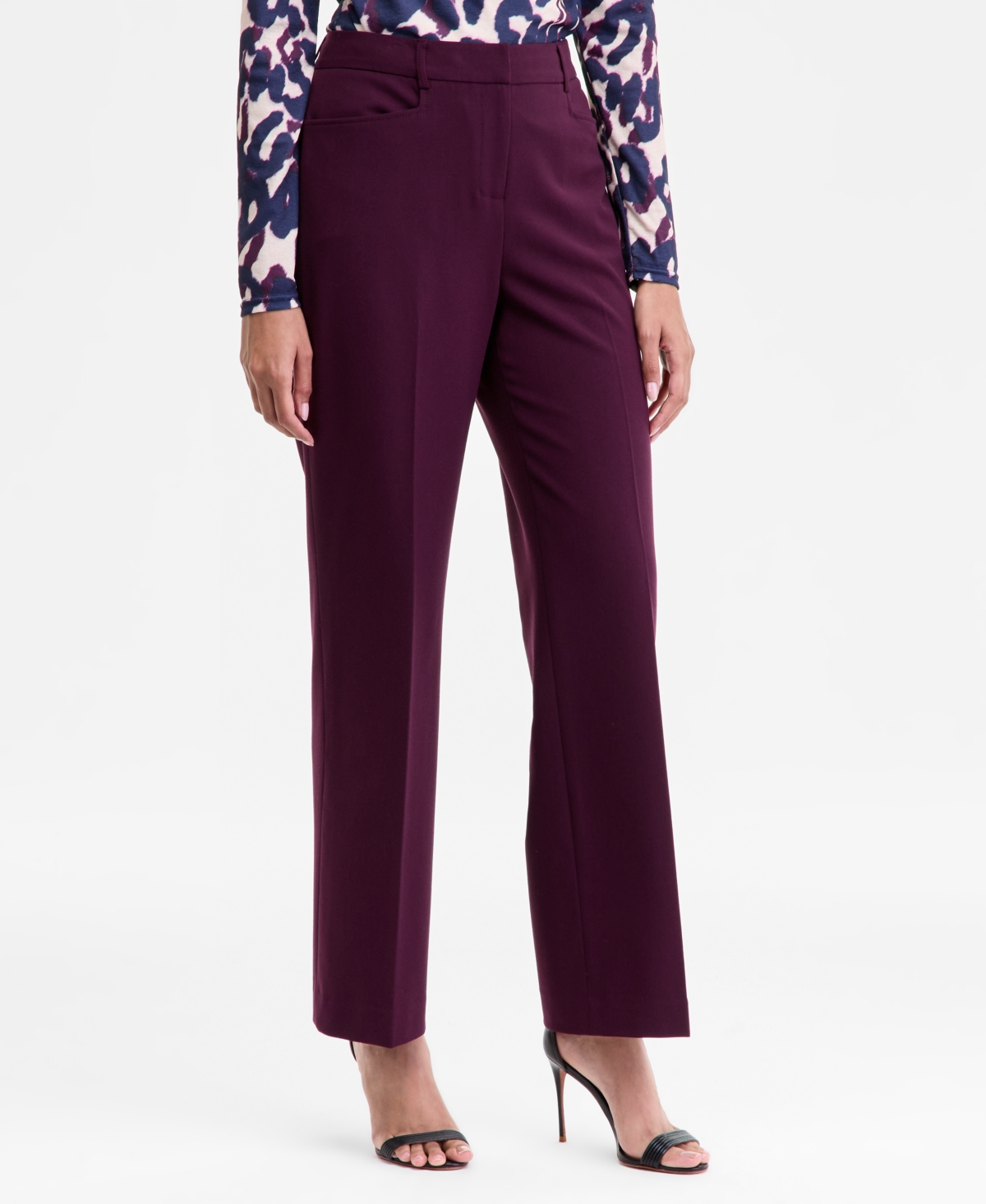 Tahari Asl Petite Flare-leg Pants, Regular & Petite In Burgundy