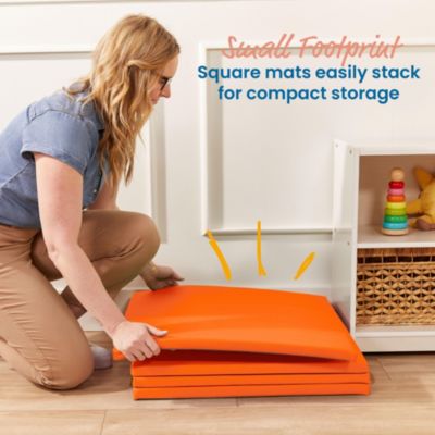 SoftZone Play Patch Activity Mat Squares, Orange, 4-Pack
