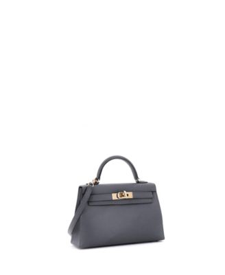 Pre-Owned Hermes Kelly 20 Handbag Grey Epsom with Permabrass Hardware