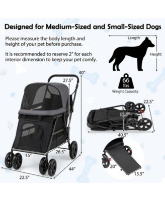 Dog Stroller for Medium Small Senior Elderly Dogs with Dual Entry