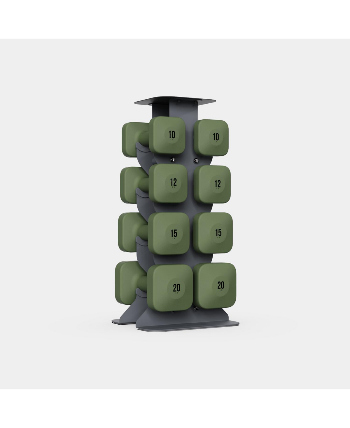 SafeGrip Dumbbells Upper Set with Dark Rack - 10, 12, 15, 20lbs - Slate