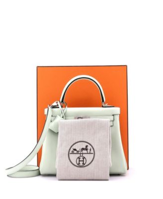 Pre-Owned Hermes Kelly 25 Handbag Green Swift with Palladium Hardware