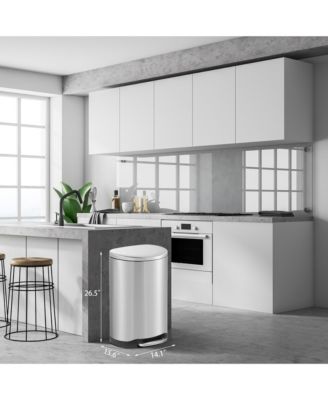 10.6 Gal./40 Liter Stainless Steel Semi-round Step-on Trash Can for Kitchen