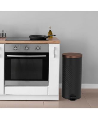 8 Gal./30 Liter Black Color Round Shape Step-on Trash Can with Diamond body design for Kitchen