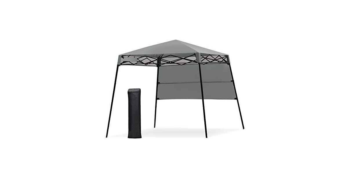 7 x 7 Feet Pop-up Canopy Tent with Carry Bag and 4 Stakes - Grey