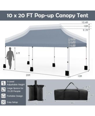 10 X 20 FT Pop up Canopy Tent Foldable Portable Outdoor Gazebo with Carry Bag