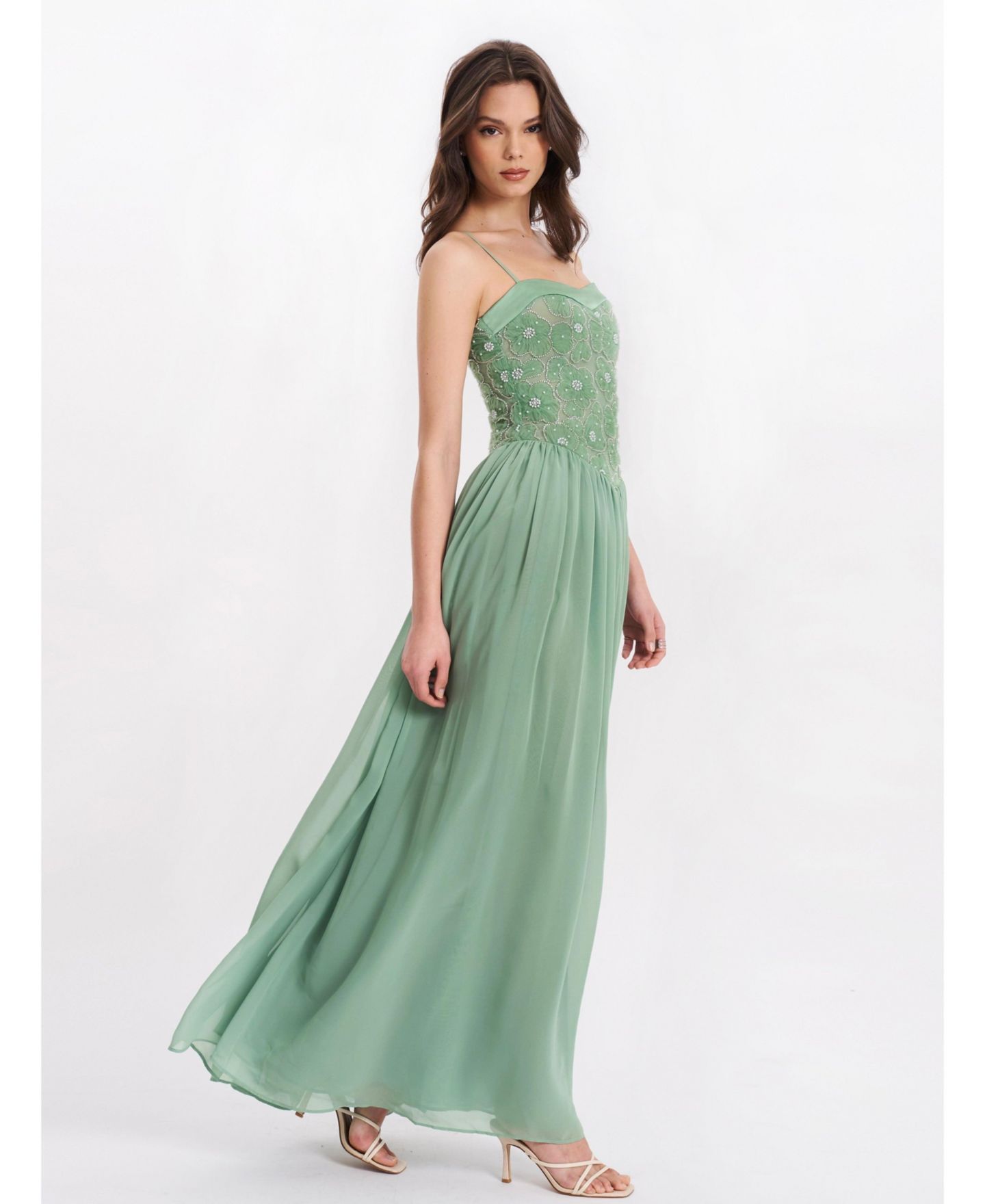 Женское платье Miss Circle Ucille Sage Green Embroidered Chiffon Maxi, цвет: Зелёный — фото 5