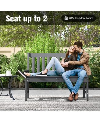 Garden Bench All-Weather HDPE 2-Person Outdoor Bench for Front Porch Backyard