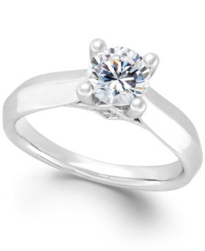 image of Certified Diamond Solitaire Engagement Ring (1 ct. t.w.) in 14k White or Two-Tone Gold