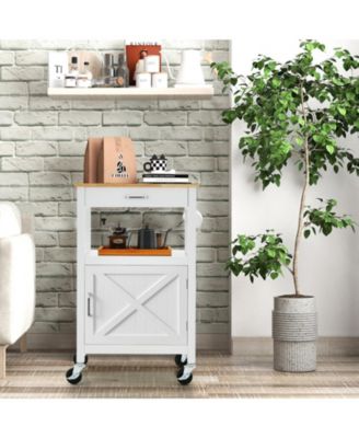 Rolling Kitchen Island Cart with Drawer and Side Hooks